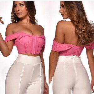 PINK CROP TOP BUSTIER